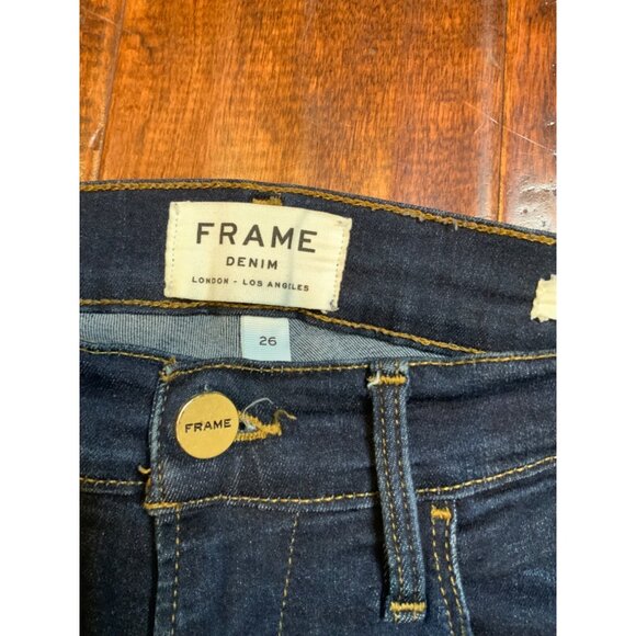 Frame Dark Wash Le High Skinny Blue Denim Jeans, Size 26 - Picture 5 of 8